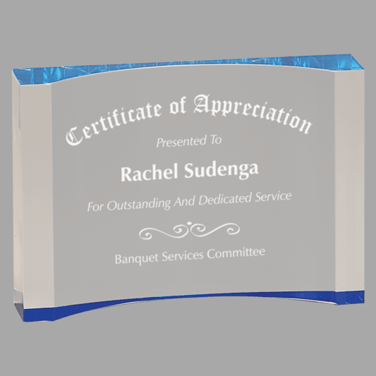 4.5" X 7 1" Thck Cresc Acrylic Award – item TAC47BU