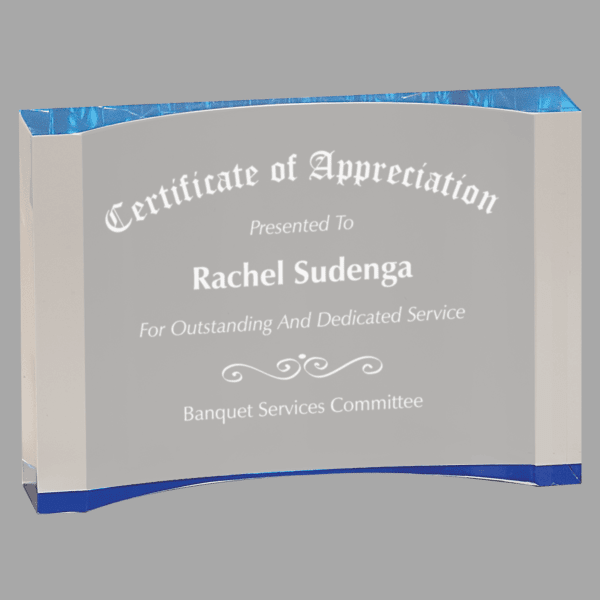 5.5" X 8 1" Thck Cresc Acrylic Award – item TAC58BU