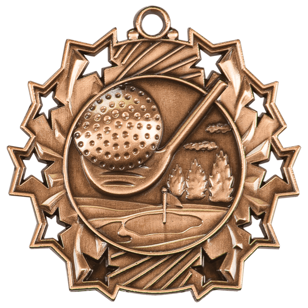 2.25" Golf Ten Star Medal – item TS406 image 3