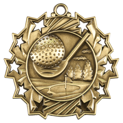 2.25" Golf Ten Star Medal – item TS406