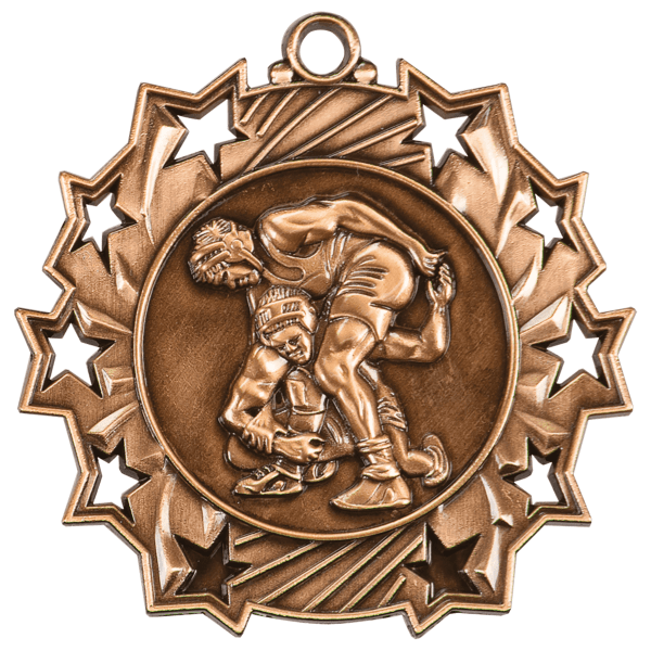 2.25" Wrestling Ten Star Medal – item TS418 image 3