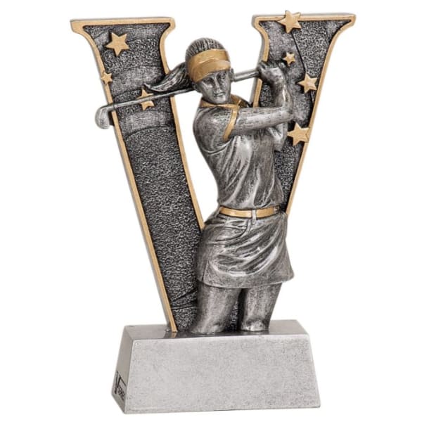 6" Female-Golf" V" Series Resin Award – item V807
