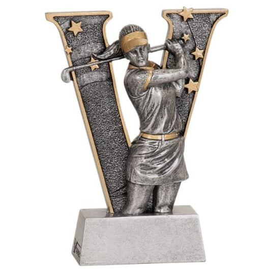 6" Female-Golf" V" Series Resin Award – item V807
