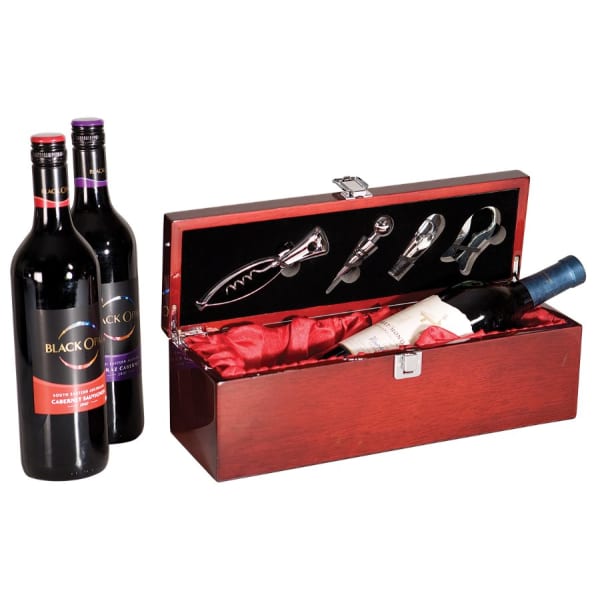 Rosewood Piano Finish Single Wine Box with Tools – item WBX01