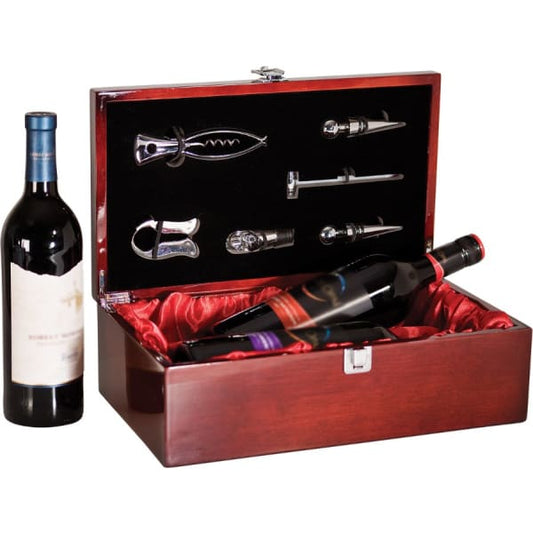 Rosewood Piano Finish Double Bottle Wine Box with Tools – item WBX02