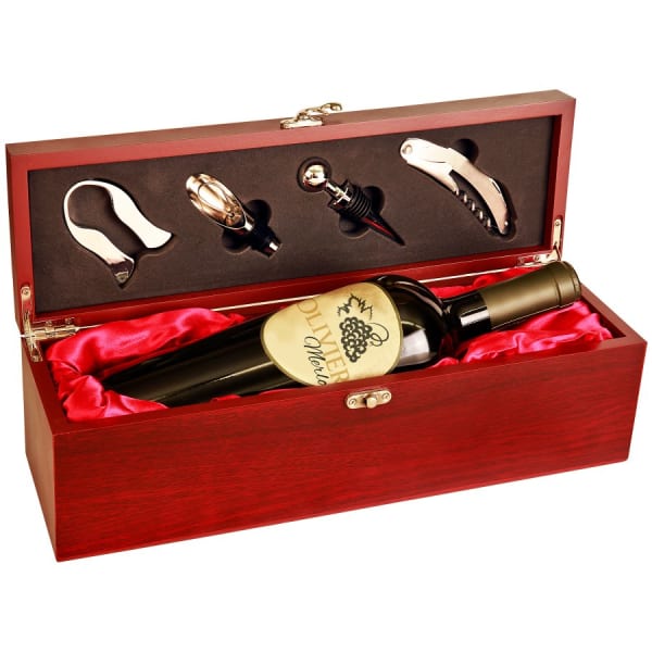 Rosewood Finish Single Wine Box with Tools – item WBX11