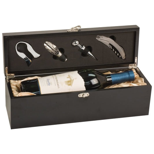 Matte Black Finish Single Wine Box with Tools – item WBX21