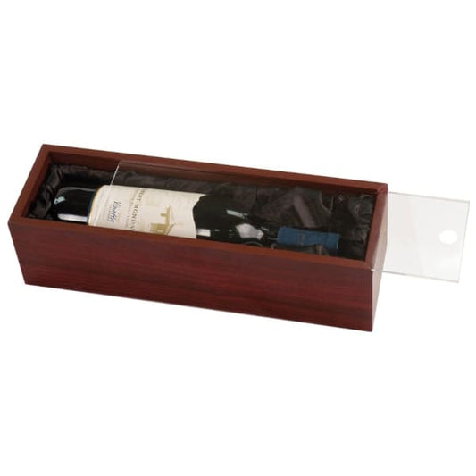 Rosewood Finish Wine Box with Clear Acrylic Lid – item WBX41