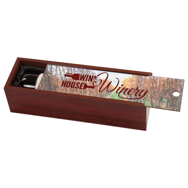 Rosewood Finish Wine Box with Sublimatable Lid – item WBX51