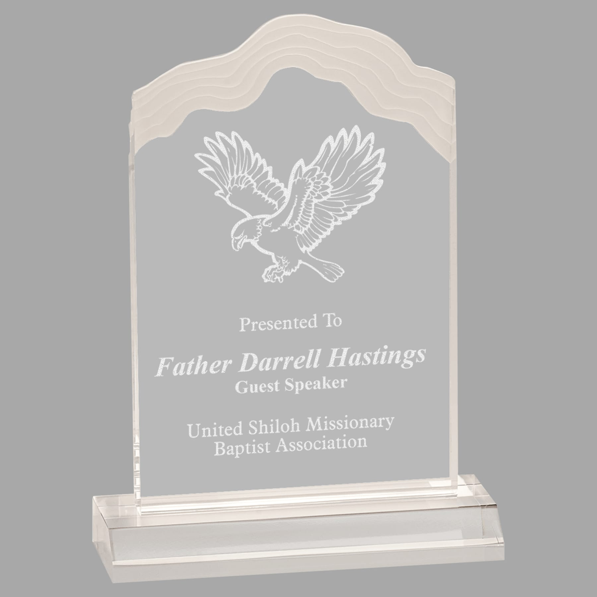 5" x 8" Clear Frosted White Cap Edge Acrylic with 6" Base — WCP8C