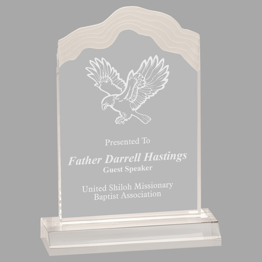 5" x 8" Clear Frosted White Cap Edge Acrylic with 6" Base — WCP8C