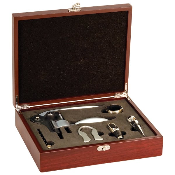 Rosewood Finish 5-Piece Wine Tool Gift Set – item WTL02