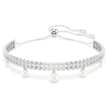 Ariana Grande x Swarovski bracelet, Crystal pearl, Round cut, White, Rhodium plated image 6