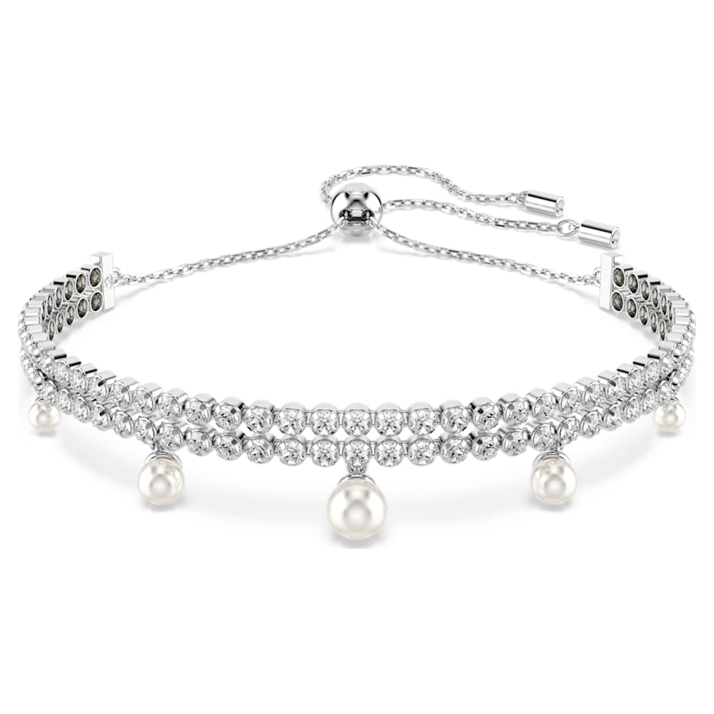 Ariana Grande x Swarovski bracelet, Crystal pearl, Round cut, White, Rhodium plated image 1