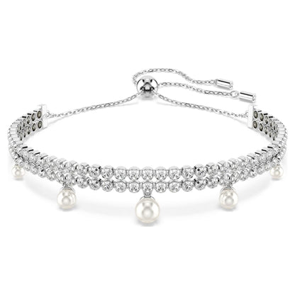 Ariana Grande x Swarovski bracelet, Crystal pearl, Round cut, White, Rhodium plated image 1