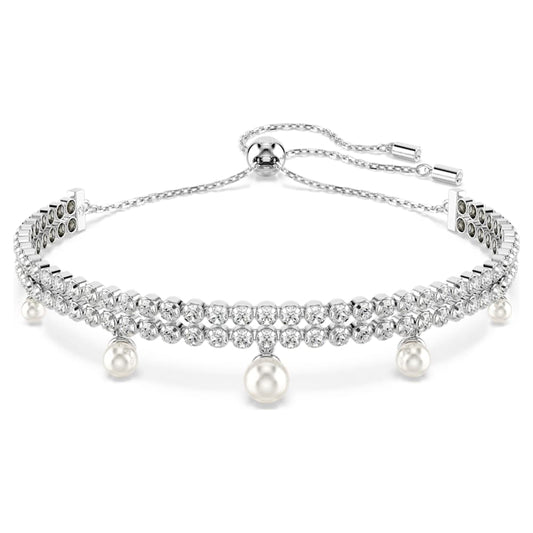 Ariana Grande x Swarovski bracelet, Crystal pearl, Round cut, White, Rhodium plated image 1