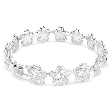 Ariana Grande x Swarovski bracelet, Round cut, Flower, White, Rhodium plated image 4