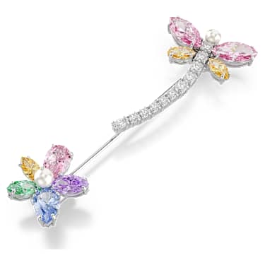 Ariana Grande x Swarovski brooch, Mixed cuts, Dragonfly, Multicolored, Rhodium plated image 3