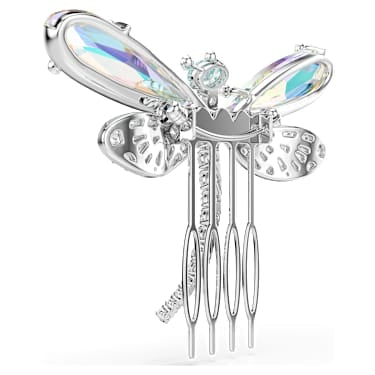 Ariana Grande x Swarovski brooch and hair accessory, Crystal Pearl, Mixed cuts, Dragonfly, White, Rhodium plated image 6