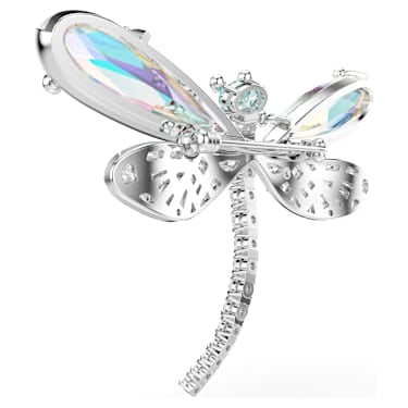 Ariana Grande x Swarovski brooch and hair accessory, Crystal Pearl, Mixed cuts, Dragonfly, White, Rhodium plated image 4