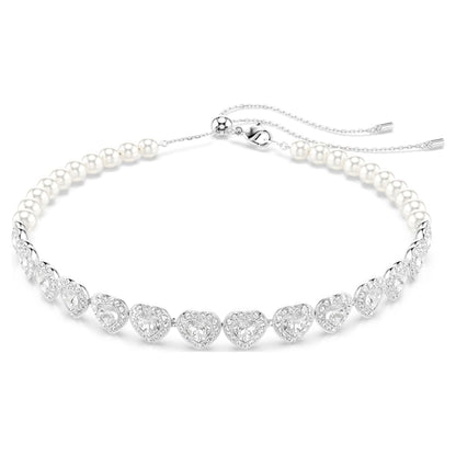 Ariana Grande x Swarovski choker, Mixed cuts, Crystal pearl, Heart, White, Rhodium plated image 1