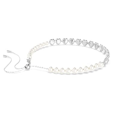 Ariana Grande x Swarovski choker, Mixed cuts, Crystal pearl, Heart, White, Rhodium plated image 4