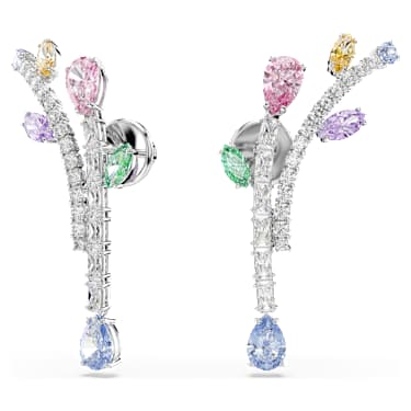 Ariana Grande x Swarovski drop earrings, Mixed cuts, Multicolored, Rhodium plated image 6