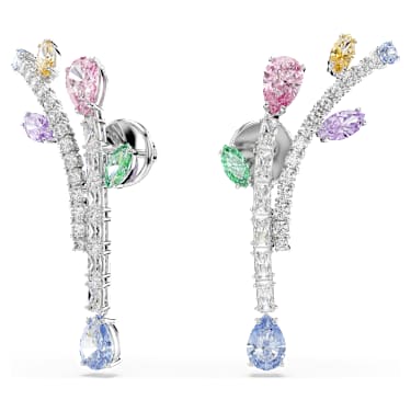 Ariana Grande x Swarovski drop earrings, Mixed cuts, Multicolored, Rhodium plated image 2