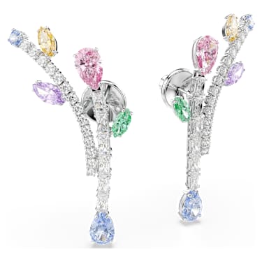 Ariana Grande x Swarovski drop earrings, Mixed cuts, Multicolored, Rhodium plated image 3
