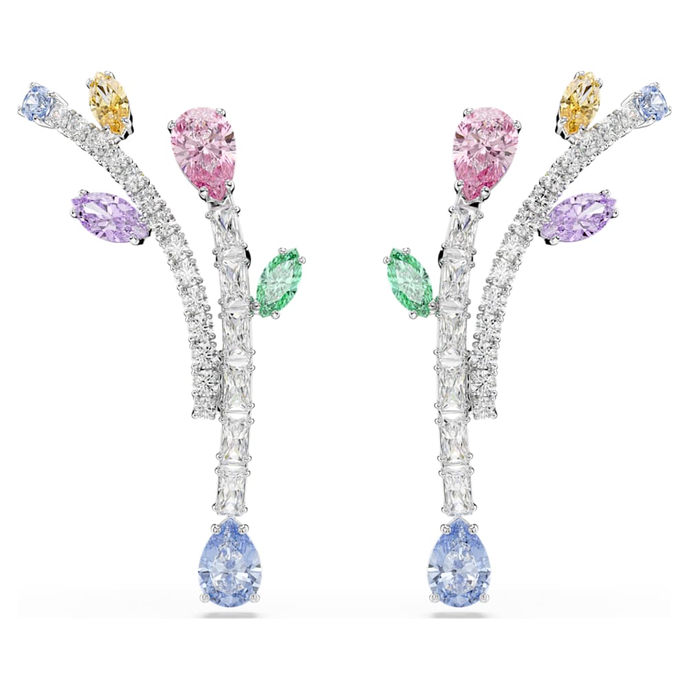 Ariana Grande x Swarovski drop earrings, Mixed cuts, Multicolored, Rhodium plated image 1