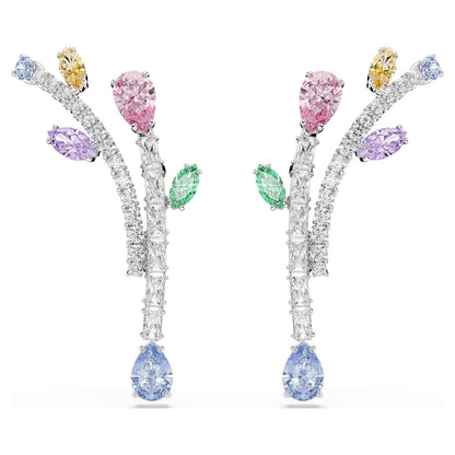 Ariana Grande x Swarovski drop earrings, Mixed cuts, Multicolored, Rhodium plated image 1