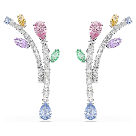 Ariana Grande x Swarovski drop earrings, Mixed cuts, Multicolored, Rhodium plated image 1