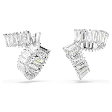 Ariana Grande x Swarovski ear cuffs, Baguette cut, White, Rhodium plated image 6