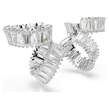 Ariana Grande x Swarovski ear cuffs, Baguette cut, White, Rhodium plated image 3