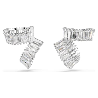 Ariana Grande x Swarovski ear cuffs, Baguette cut, White, Rhodium plated image 4