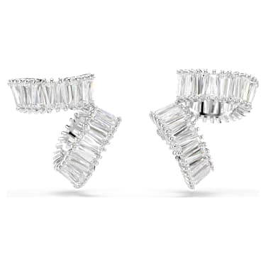 Ariana Grande x Swarovski ear cuffs, Baguette cut, White, Rhodium plated image 2