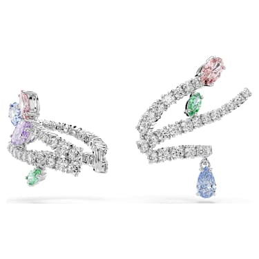Ariana Grande x Swarovski ear cuffs, Mixed cuts, Multicolored, Rhodium plated image 2