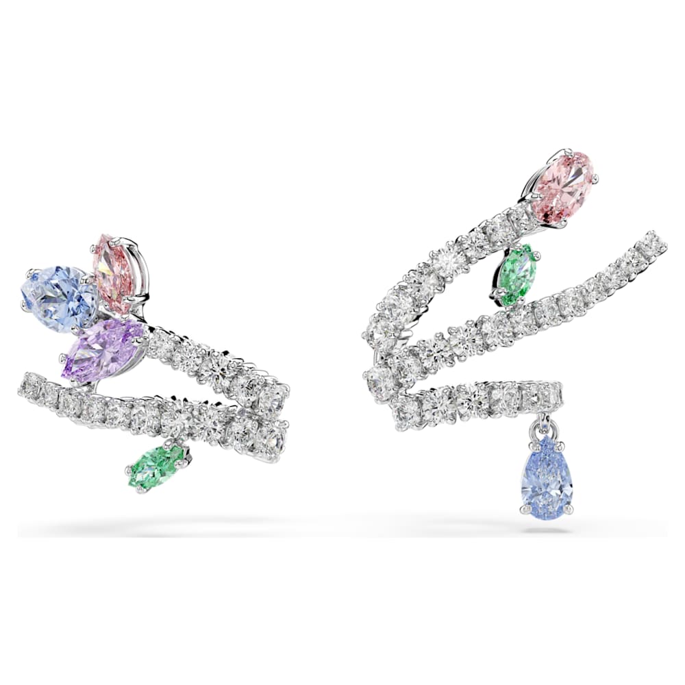 Ariana Grande x Swarovski ear cuffs, Mixed cuts, Multicolored, Rhodium plated image 1