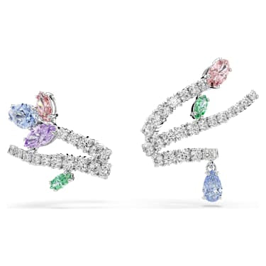Ariana Grande x Swarovski ear cuffs, Mixed cuts, Multicolored, Rhodium plated image 6
