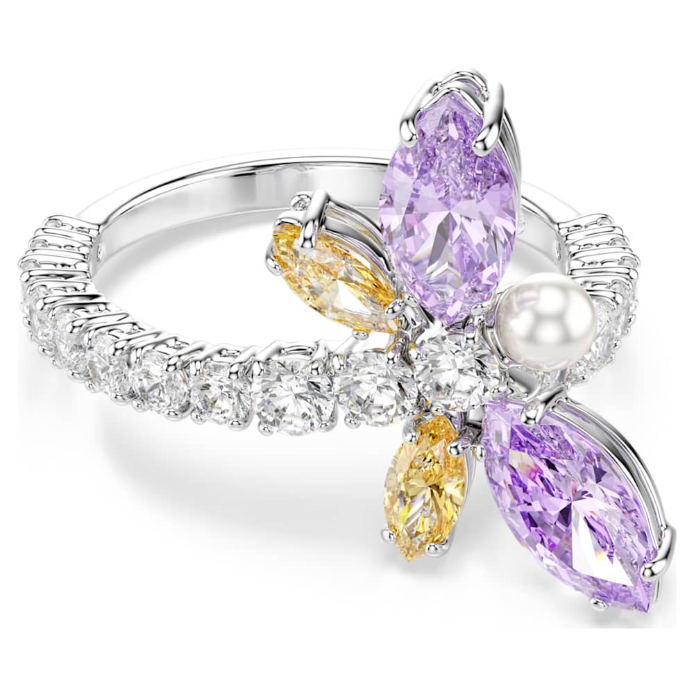 Ariana Grande x Swarovski motif ring, Mixed cuts, Dragonfly, Multicolored, Rhodium plated image 1
