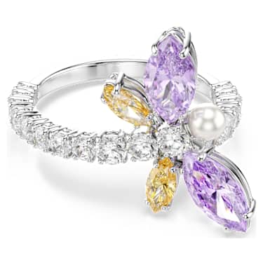 Ariana Grande x Swarovski motif ring, Mixed cuts, Dragonfly, Multicolored, Rhodium plated image 6