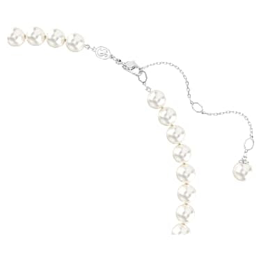 Ariana Grande x Swarovski necklace, Crystal pearl, Heart cut, Heart, White, Rhodium plated image 3