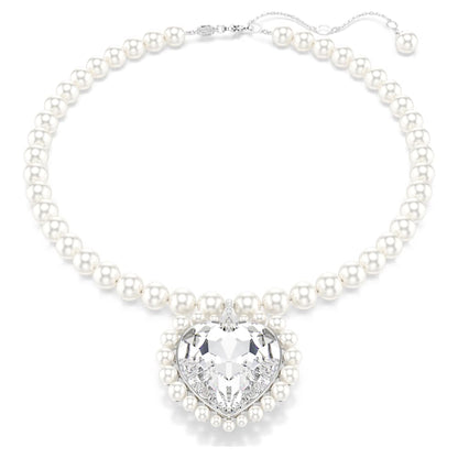 Ariana Grande x Swarovski necklace, Crystal pearl, Heart cut, Heart, White, Rhodium plated image 1