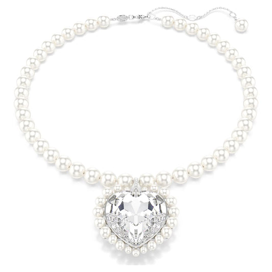 Ariana Grande x Swarovski necklace, Crystal pearl, Heart cut, Heart, White, Rhodium plated image 1