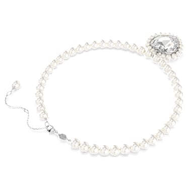Ariana Grande x Swarovski necklace, Crystal pearl, Heart cut, Heart, White, Rhodium plated image 4