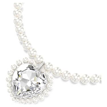 Ariana Grande x Swarovski necklace, Crystal pearl, Heart cut, Heart, White, Rhodium plated image 2