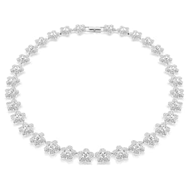 Ariana Grande x Swarovski necklace, Round cut, Flower, White, Rhodium plated image 6