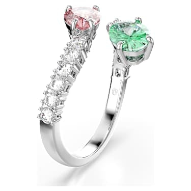Ariana Grande x Swarovski open ring, Mixed cuts, Multicolored, Rhodium plated image 2