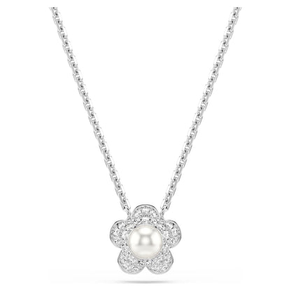 Ariana Grande x Swarovski pendant, Crystal Pearl, Round cut, Flower, White, Rhodium plated image 1