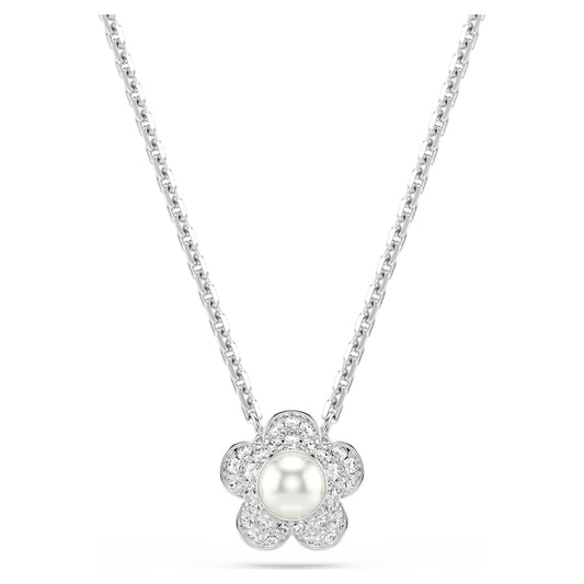 Ariana Grande x Swarovski pendant, Crystal Pearl, Round cut, Flower, White, Rhodium plated image 1